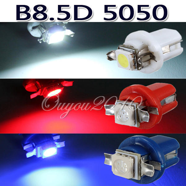 10x Blue Red White High Quality T5 B8 5D Car Auto Gauge 5050 1SMD LED Indicator