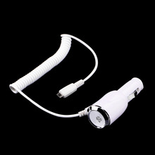 1pcs White High impact Plastic Micro USB Auto Car Charger For HTC For Samsung Mobile Phone