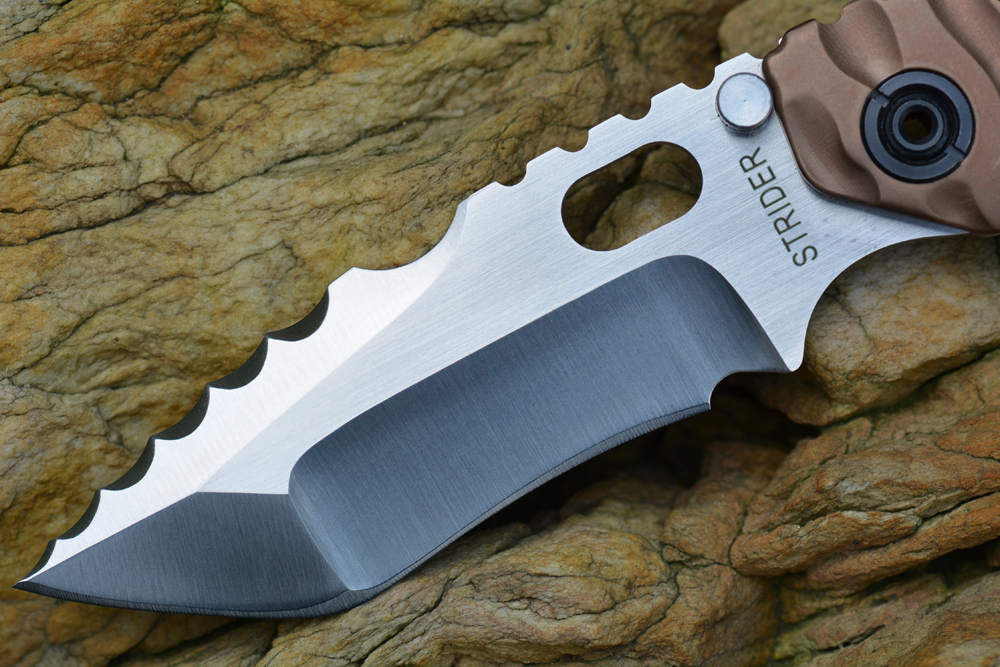 Strider SMF folding knife Y start D2 blade tactical pocket knife satin finished Ti handle hunting