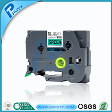Black on green 18mm brother tze label tape tze-741 tze 741printer ribbon for brother label machine