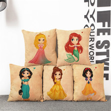 almofada Cartoon Mermaid Snow White princess cushion home decoration Cushion Covers for Sofa Car Chair Home Decor Pillow Case