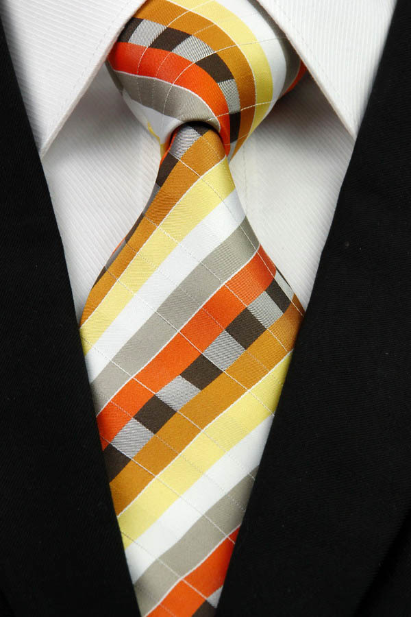NT0249 Orange White Gray Multicolor Mans Classic Business Wedding Party Tie Fashion Jacquard Woven Silk Polyester