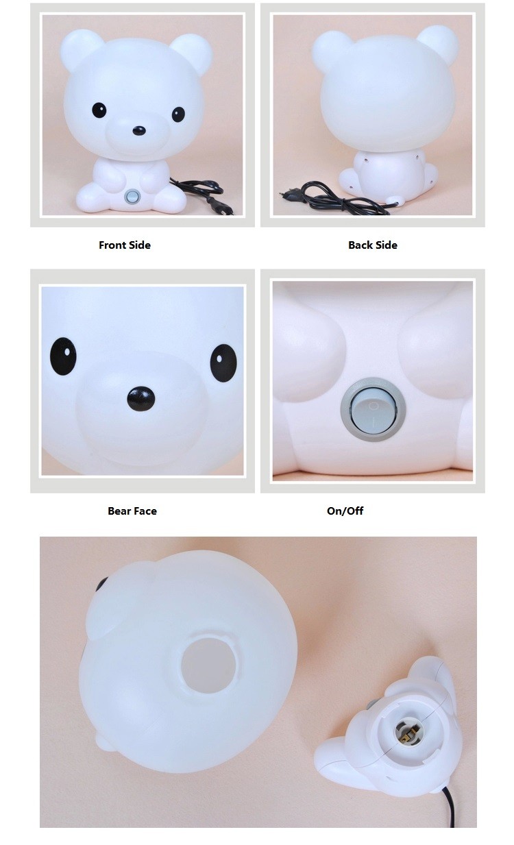 1pc White Bear Eyecare Night Light, Bedside Lamp Accompany Lamp For Baby , Soft Light Matte Shade SGNL004 (9)