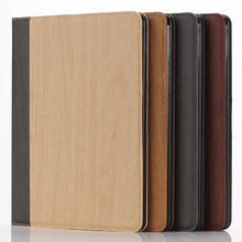 2014 New Wood grain Leather tablet Case for iPad 6 Protective Case For Apple iPad6 ipad