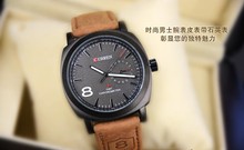2015 Hot sell fashion men quartz military outdoor sport climbing brown leather strap noctilucous wristwatchFree shipping