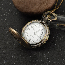 New Fashion Antique Bronze Punk Round Pocket Watch Necklace For Women and Men With Long Chain