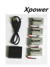 3.7V 650mAh Xpower lipo battery 4 in 1 Charger USB Interface SYMA X5C-1 X5C X5 X5SC X5SW X6SW JJRC H9D H5C RC Drone 4pcs