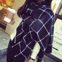 A40 New Lady Women black white Plaid Cozy Checked font b Tartan b font Scarves Wraps