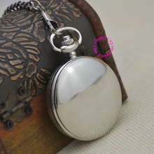 new fashion silver quartz men pocket watch man arabic roman number fob watches smooth surface hour
