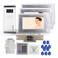 FREE SHIPPING New 7 inch Video Intercom Door Phone Kit 3 Screen 1 Outdoor Doorbell Camera