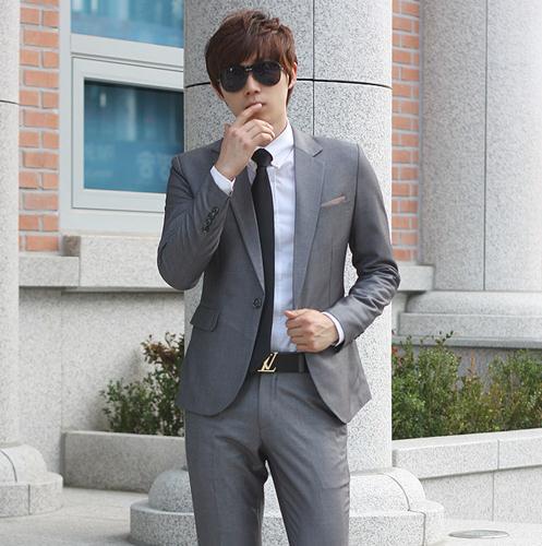 2015 new men's Korean 2 piece Slim small suit casual groom wedding dress of men's suits