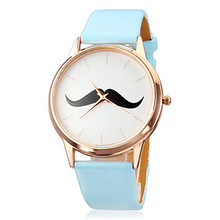 De moda del bigote Relojes mujer 2015 Relojes del cuarzo mira los Relojes de la marca de lujo relogio del cuero feminino regalo