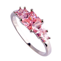 New Fashion Jewelry Pink Topaz Trendy Exquisite 925 Silver Ring Size 6 7 8 9 10 For women Free Shipping Wholesale
