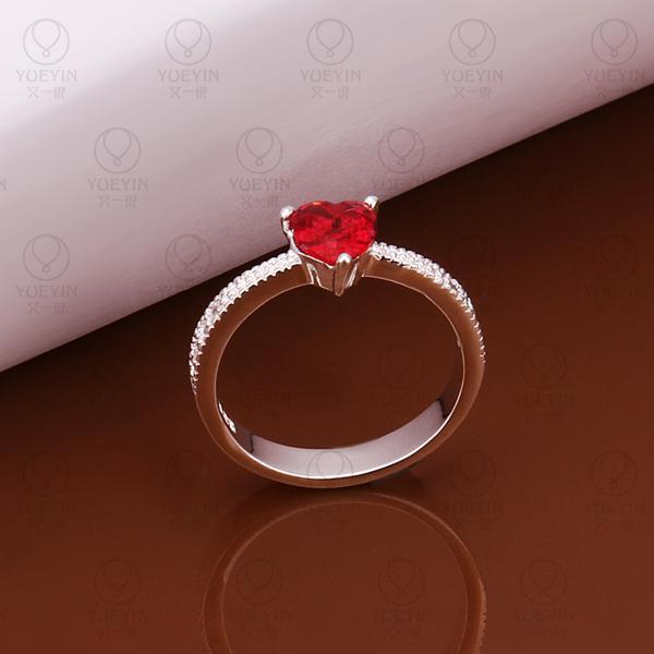 Отзывы. anillos de plata 925 Sterling Silver heart red crystal Ring Fine Fa...