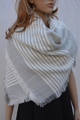New Oversized Plaid Fringed Grey White Striped Tartan Blanket Scarf Shawl Hot