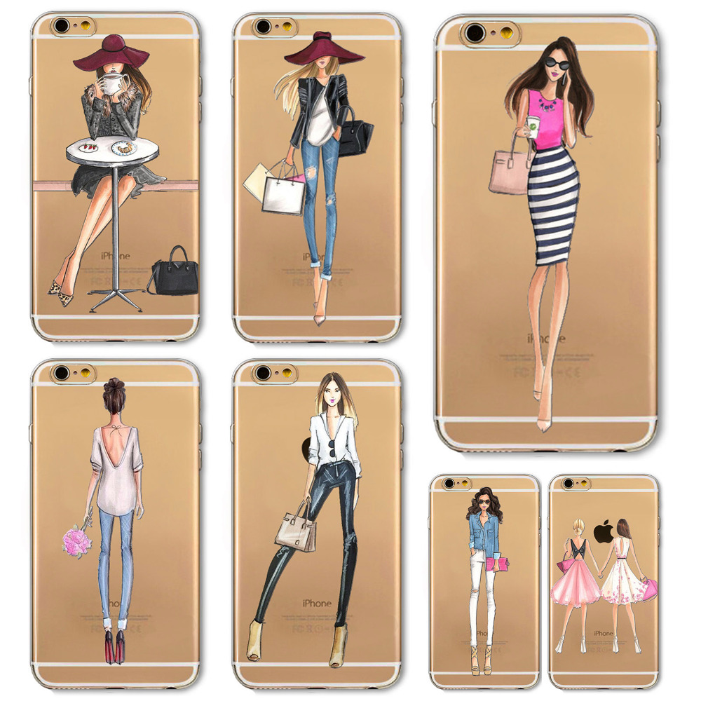 Girl Dress Shopping Fashion Phone Bag For iPhone 4 4S 5 SE 5S 6 6S 6