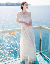 party dress Women clothes Women dress White hook Hollow out lace embroidery dress Summer beach vacation long dress free shipping