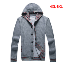 4XL 5XL 6XL 7XL 8XL New Autumn Men Cotton Cardigans Hoodies Jacket Coat 2016 Brand Long Sleeve Big Size Sports Plus Size Hoodies