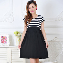 Maternity Dress Casual Cotton Summer Dress Maternity Wear Plus Size Patchwork Stripe Pattern Pregnancy Dress Vestido