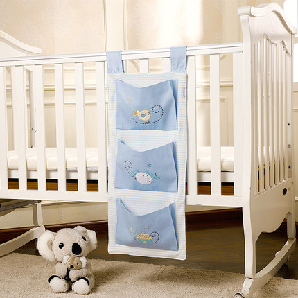 Baby Bed Hanging Storage Bag Cotton Newborn Crib Organizer Toy Diaper Pocket for Crib Bedding Set Accessories 7Patterns in Stock