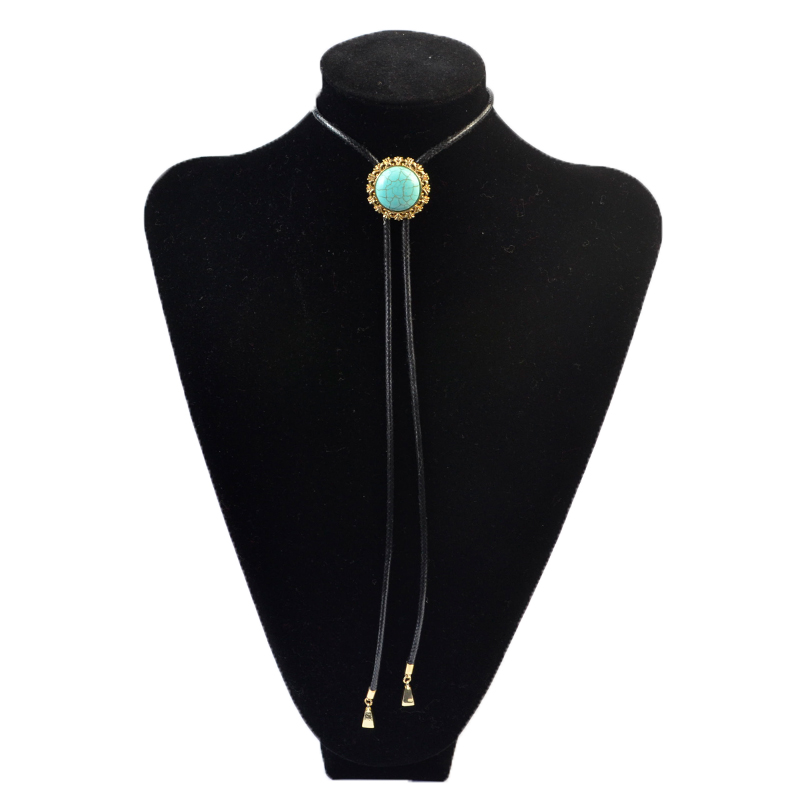 Elegant Stone Cowboy Bolo Tie for Women Men Fashion Fine Jewelry Black Tie Neck Wear Cheap Accessories