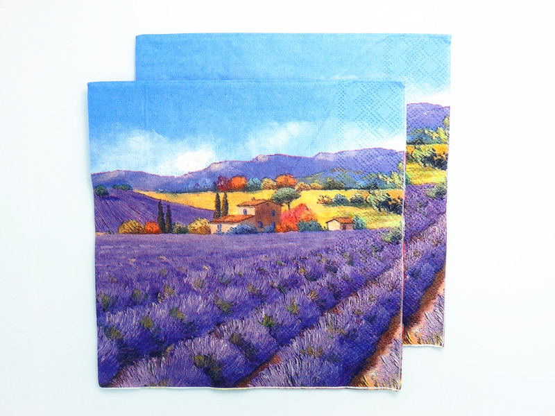 Art paper Paper  Lavender 1PCS Fields Decoupage vintage Napkins craft Craft   supplies Vintage