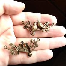 4Pcs Magpie with branches connecting holes 48*21mm DIY Retro Bronze Jewelry Bracelet Necklace pendant Free Shipping