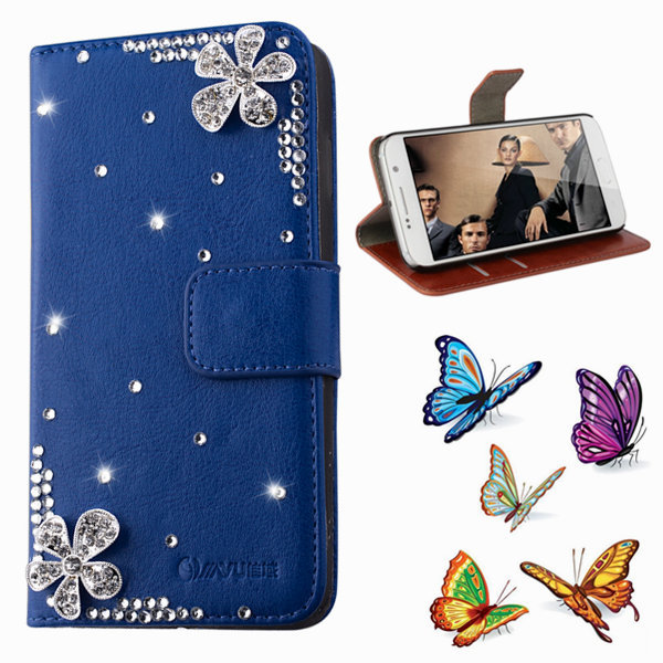 luxury Flower Floral PU leather Phone Bags Cases For samsung galaxy s6 g9200 Mobile Accessories Crystal