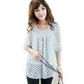 2016 New Women Chiffon Blouse Women Shirts Polka Dot O neck Blouse Clothing Chiffon Blouse