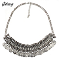 Collares 2016 New Women FashionZA Pendant Necklace Water Drop Gold Silver Coins Chain Bib Chunky Choker