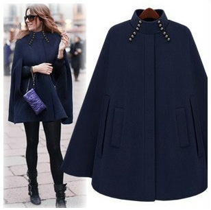 women Wool Cloak  Poncho Blends shawl Cape coat long coat female