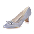 Comfortable med low hoof heel satin dress evening shoes ladies wedding party prom bridal pointed toe
