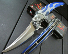 Ultimate fantasy serie de infierno mensajero cuchillo plegable, 58HRC cráneos cuchillo de la supervivencia, portátil cuchillo que acampa al aire estilo mágico