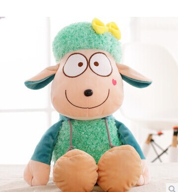 Фотография big lovely plush sheep toy creative colorful sheep gift stuffed dolly sheep with hat doll gift about 94cm green