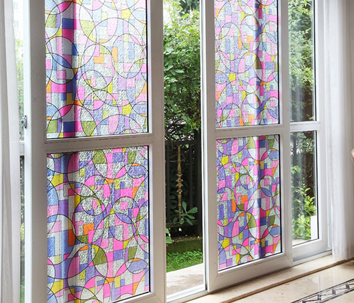 2015 New Decorative Pink Solid Embossed Stained cling Window Films