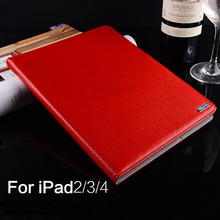 Fashion Retro Wake/Sleep Luxury For iPad 2 3 4 Genuine Leather Stand Cover Case For iPad 4 Wallet Pouch Bag Case for iPad 4 3/2