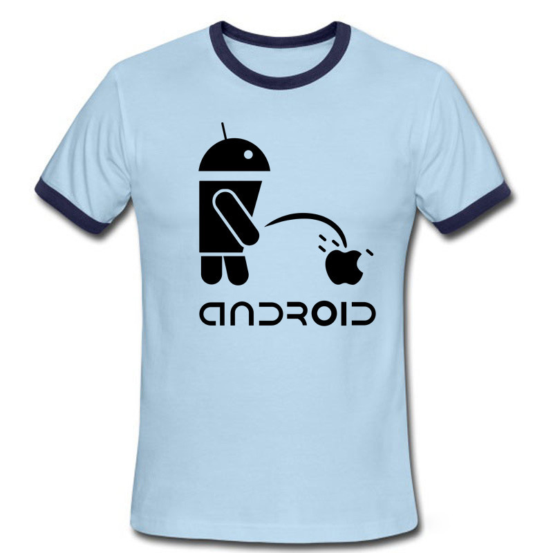 Fashion Men T Shirts Android Robot Male t-shirt apple humor logo printed fu...