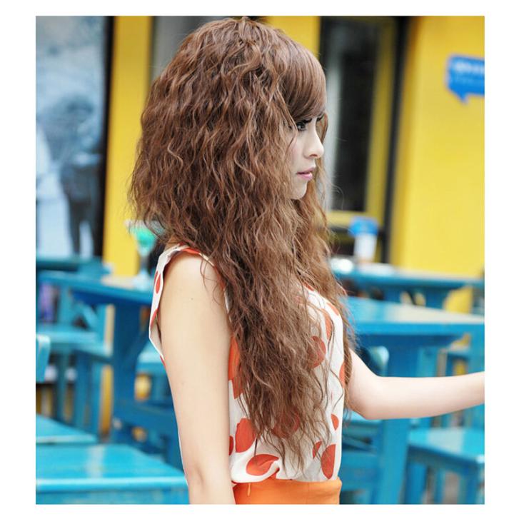 Curly long hair asian skinny