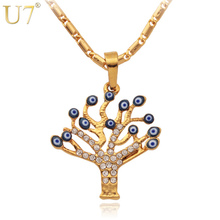 Free Shipping New Unique Evil Eye Tree Pendants 18K Real Gold Plated Rhinestone Women Choker Necklaces & Pendants Jewelry N353