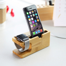 Stylish Wood Phone Stand Charging Bracket Holder for Apple iPhone 6 /6S /Plus /5 /5S /5C /4S for i Watch Natural Bamboo Socket