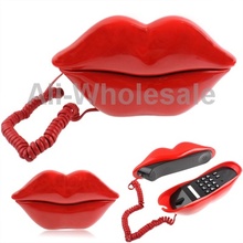 Sexy Red Hot lips Shape Wire Corded Telephone