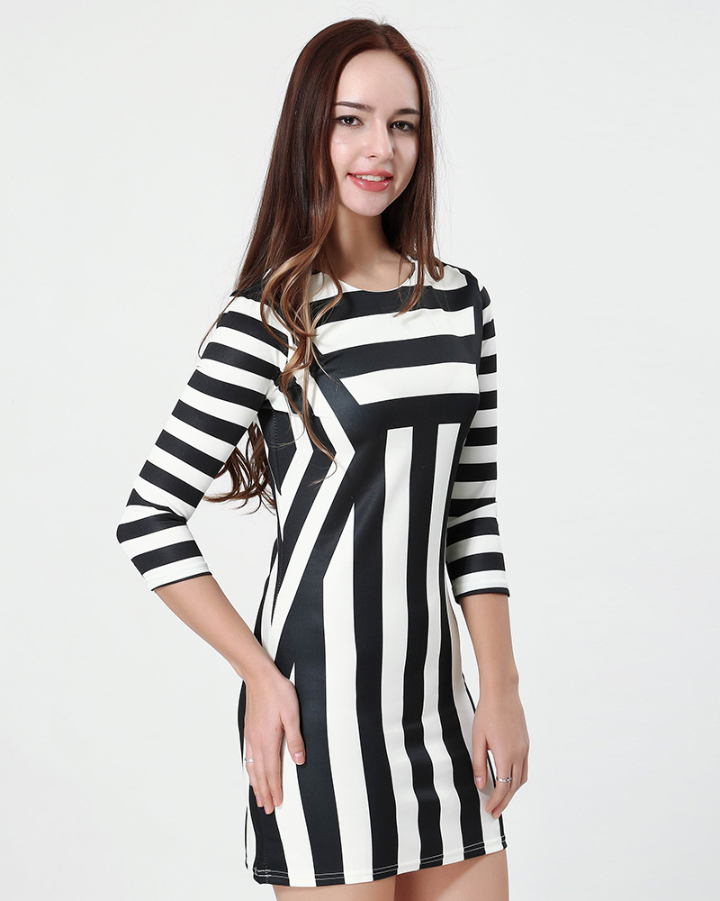 Black And White Striped Casual Dress Black And White Striped Casual Dress