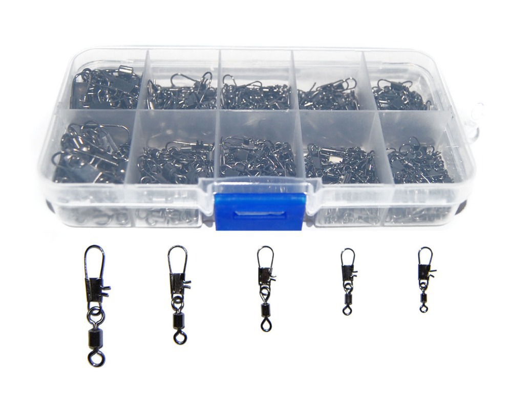 300PCS/LOT Terminal Tackle Fishing Rolling Swivels Fishing Connector
