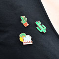 1 PCS Free Shipping Cactus Beach Style Brooch Cactus Badge Metal Pins Cartoon Plant Brooches Button