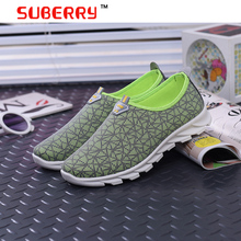 2016 Fashion Women Soprt Shoes Breathable Mesh Walking Super Light Casual Summer Women Slip On Flat Beach Shoes Plus Size 35-40