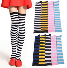 Anime Cosplay Girls Stripe Thigh High Stockings