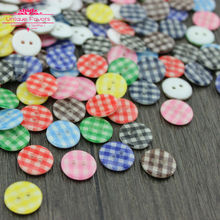 300pcs 13mm Tartan Painting Resin Buttons Scottish Lattice 2-hole Flat Back Sewing Buttons DIY Craft,Scrapbooking, Needle Works