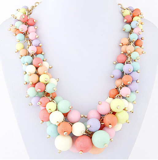 2015 Factory Price New Brand Hot Wholesale Bead Statement Necklace Fashion 5 Color Choke Necklace Pendant Women Necklaces SF25