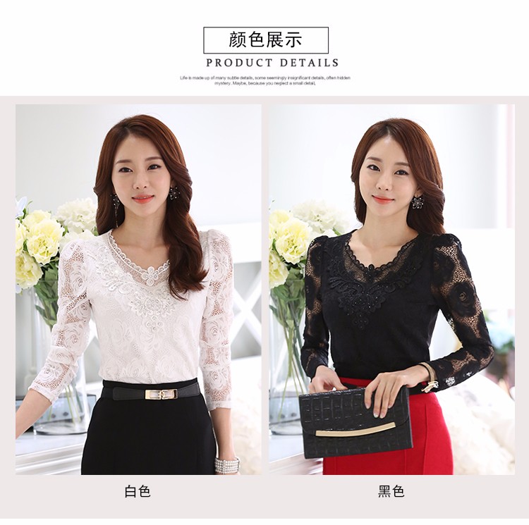 2015-New-Arrival-Korean-Beading-Crochet-Plus-size-White-Short-Sleeve-Chiffon-Shirt-Feminine-Lace-Blouse