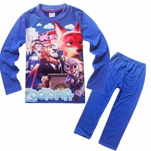 New cartoon Zootopia pijamas kids boys girls long sleeve brand cotton sleepwear set for 3 12Y